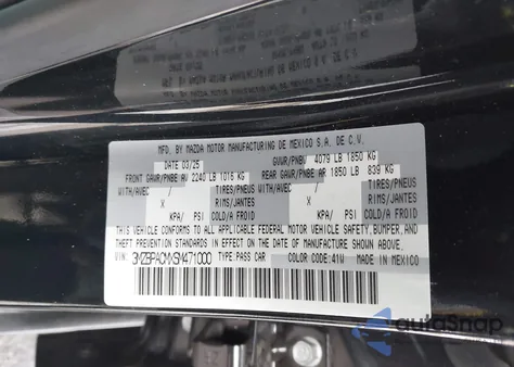 2025 Mazda Mazda3 2.5 S Preferred z USA, uszkodzony, nr VIN 3MZBPACMXSM471000